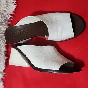 MERCEDES CASTILLO White Leather Hells Sandals